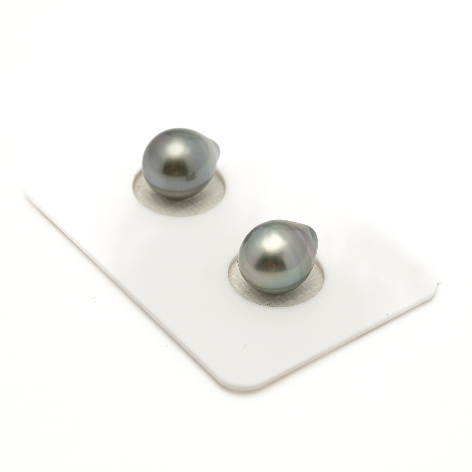 2pcs "Mid Luster" GREEN 9.2-9.3mm - SB AAA Quality Tahitian Pearl Pair ER1947 LP4
