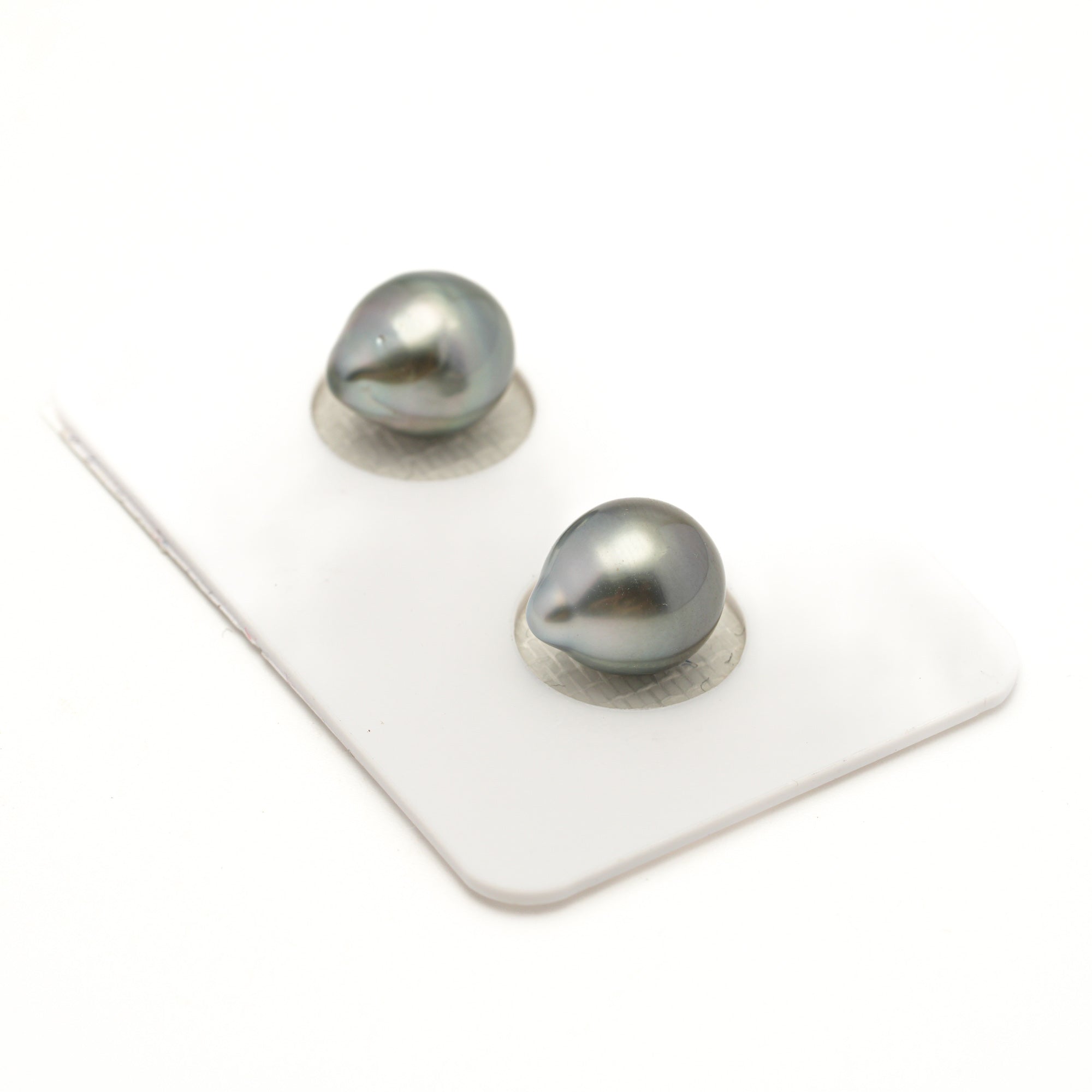 2pcs "Mid Luster" GREEN 9.2-9.3mm - SB AAA Quality Tahitian Pearl Pair ER1947 LP4