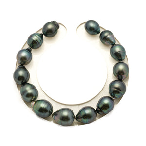 14pcs "Mid Luster" blue 9-11mm - SB AAA Quality Tahitian Pearl Bracelet BR2522 LP4