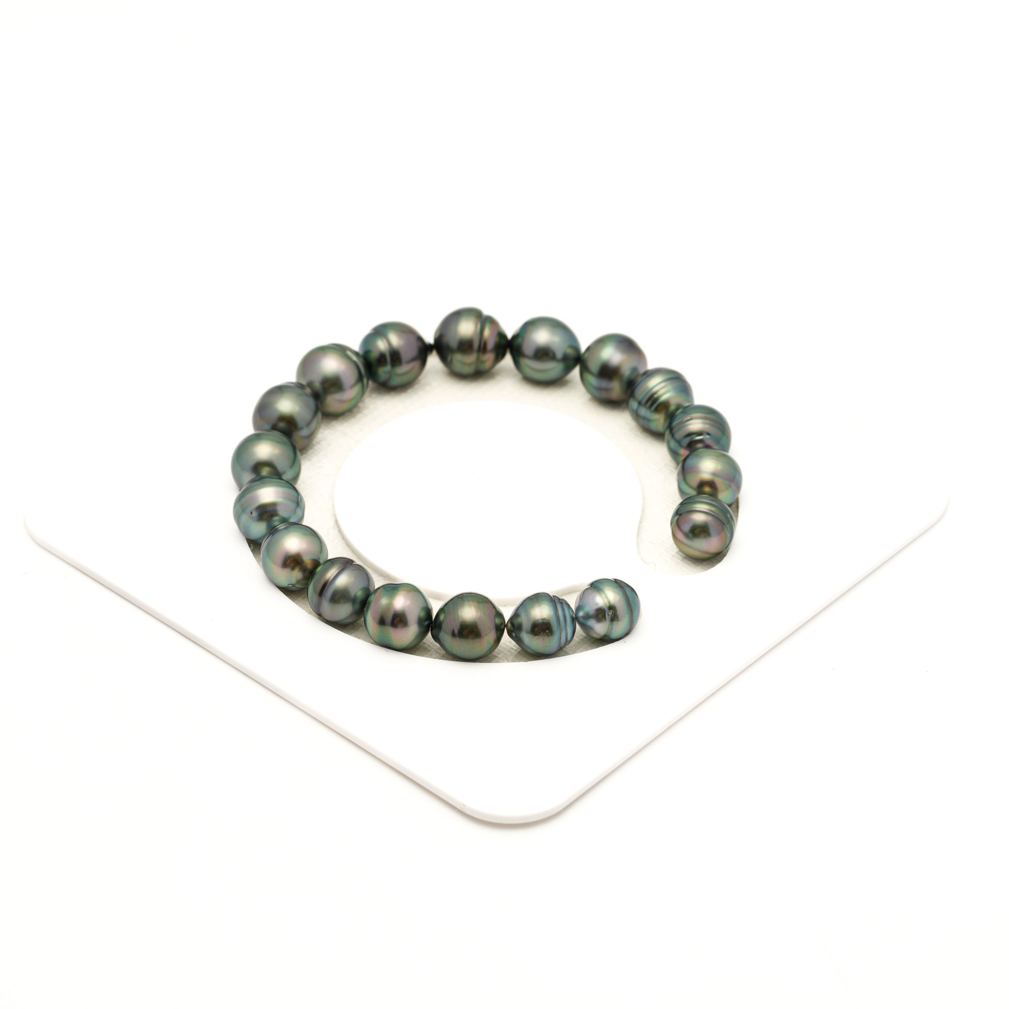 18pcs "Mid Luster" Green 8-10mm - SB/CL AAA/AA Quality Tahitian Pearl Bracelet BR2525 LP4