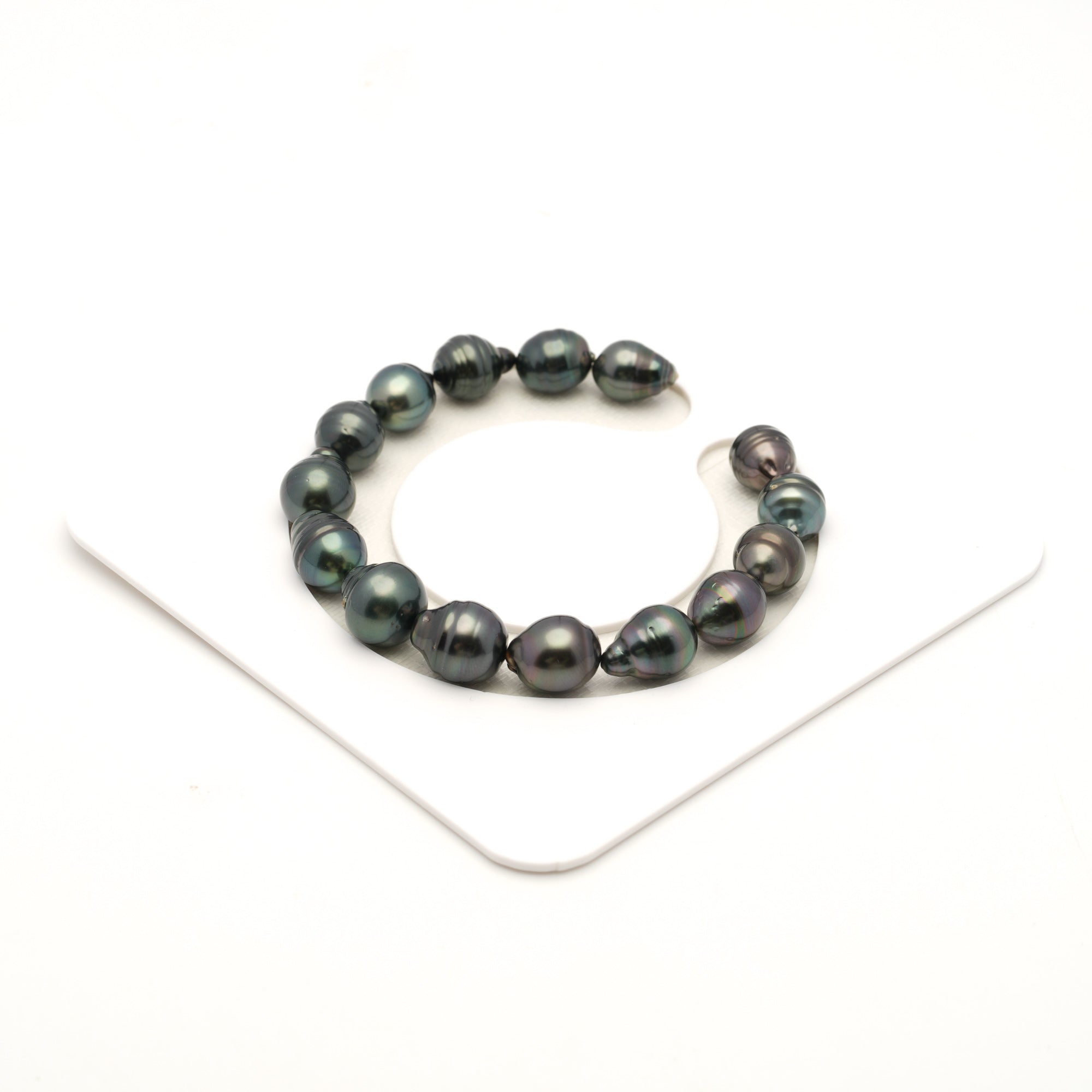 15pcs Dark Green 8-10mm - SB/CL AAA/AA Quality Tahitian Pearl Bracelet BR2529 LP4