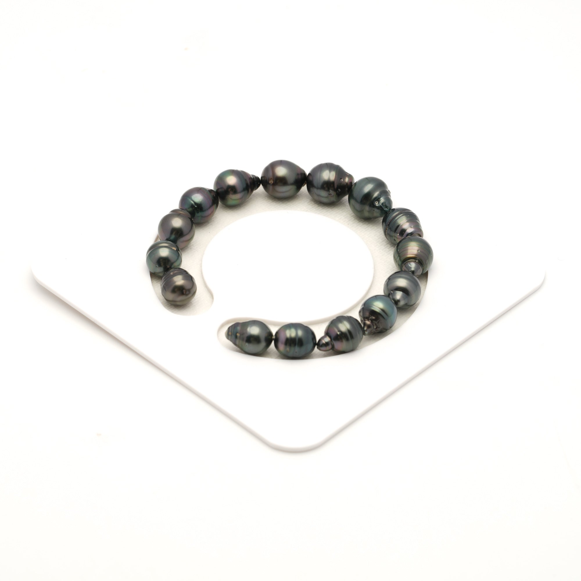 15pcs Dark Green 8-10mm - SB/CL AAA/AA Quality Tahitian Pearl Bracelet BR2529 LP4