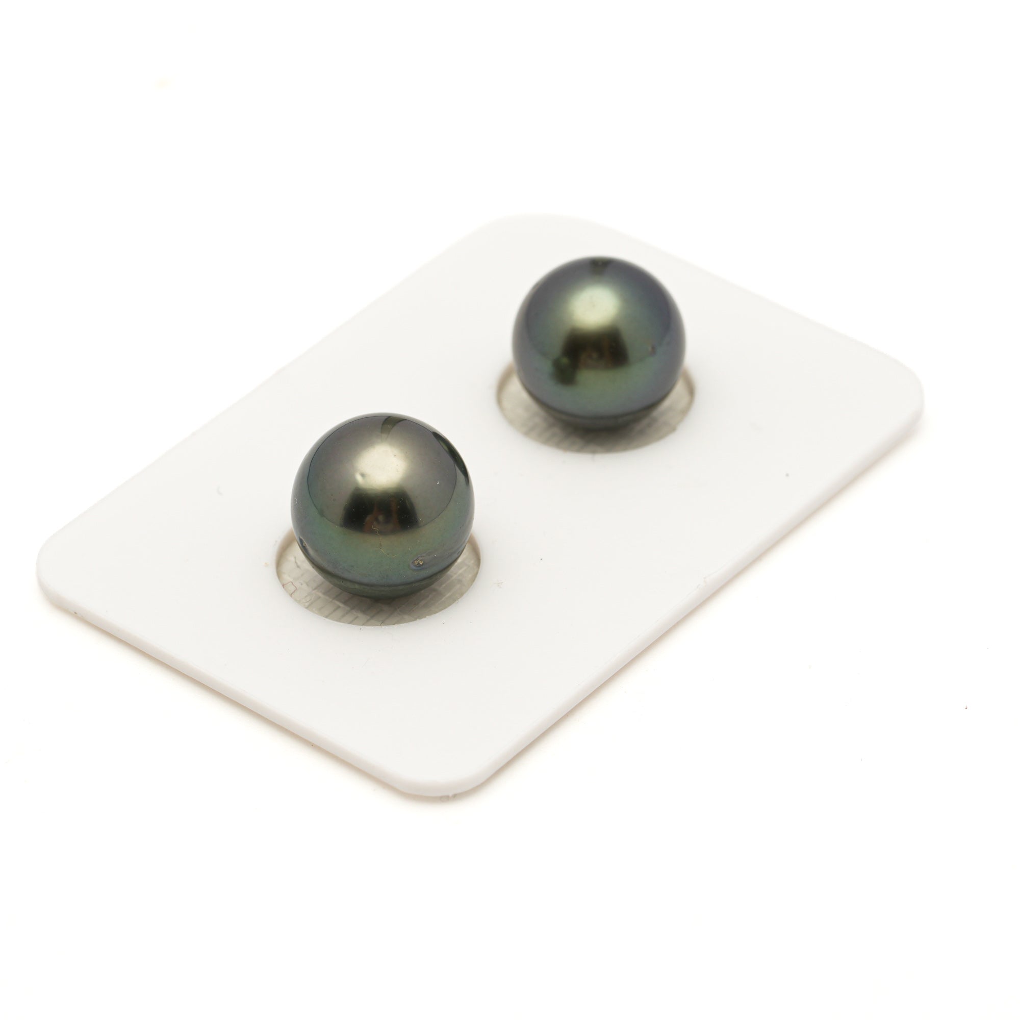 2pcs Dark Green 10.7-10.9mm - RSR AAA/AA Quality Tahitian Pearl Pair ER1952 LP4