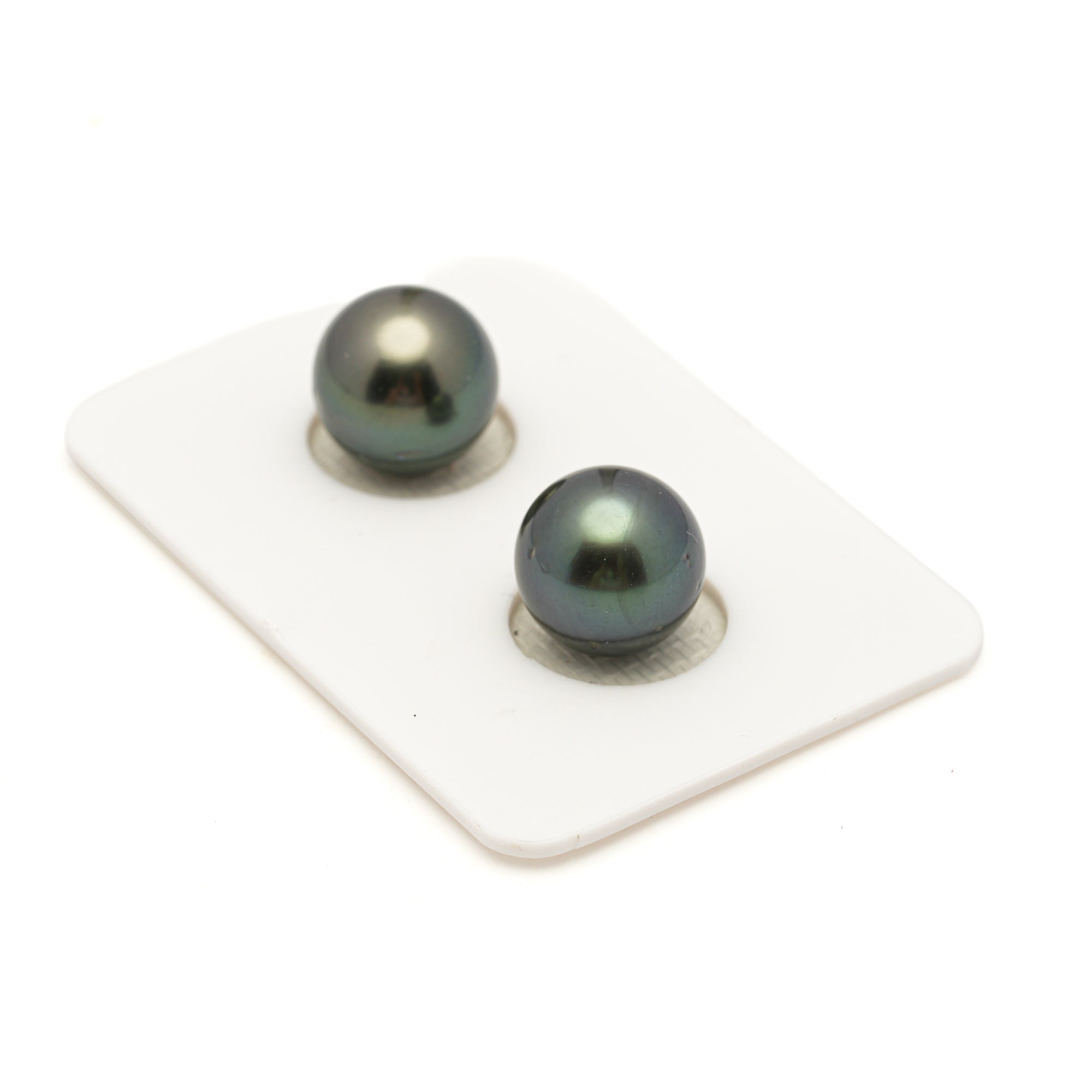 2pcs Dark Green 10.7-10.9mm - RSR AAA/AA Quality Tahitian Pearl Pair ER1952 LP4