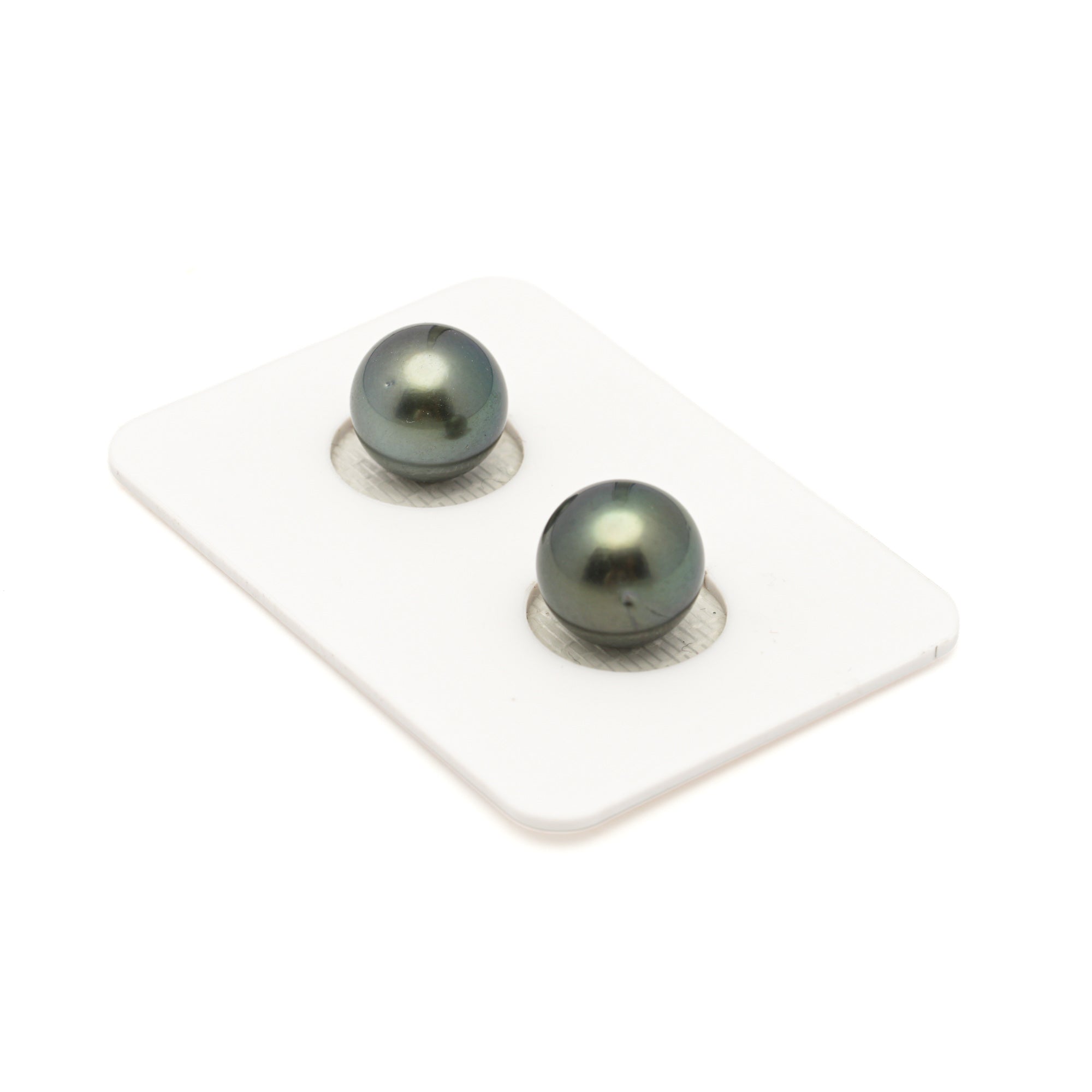 2pcs Green 10-10.3mm - RSR AAA/AA Quality Tahitian Pearl Pair ER1957 LP3