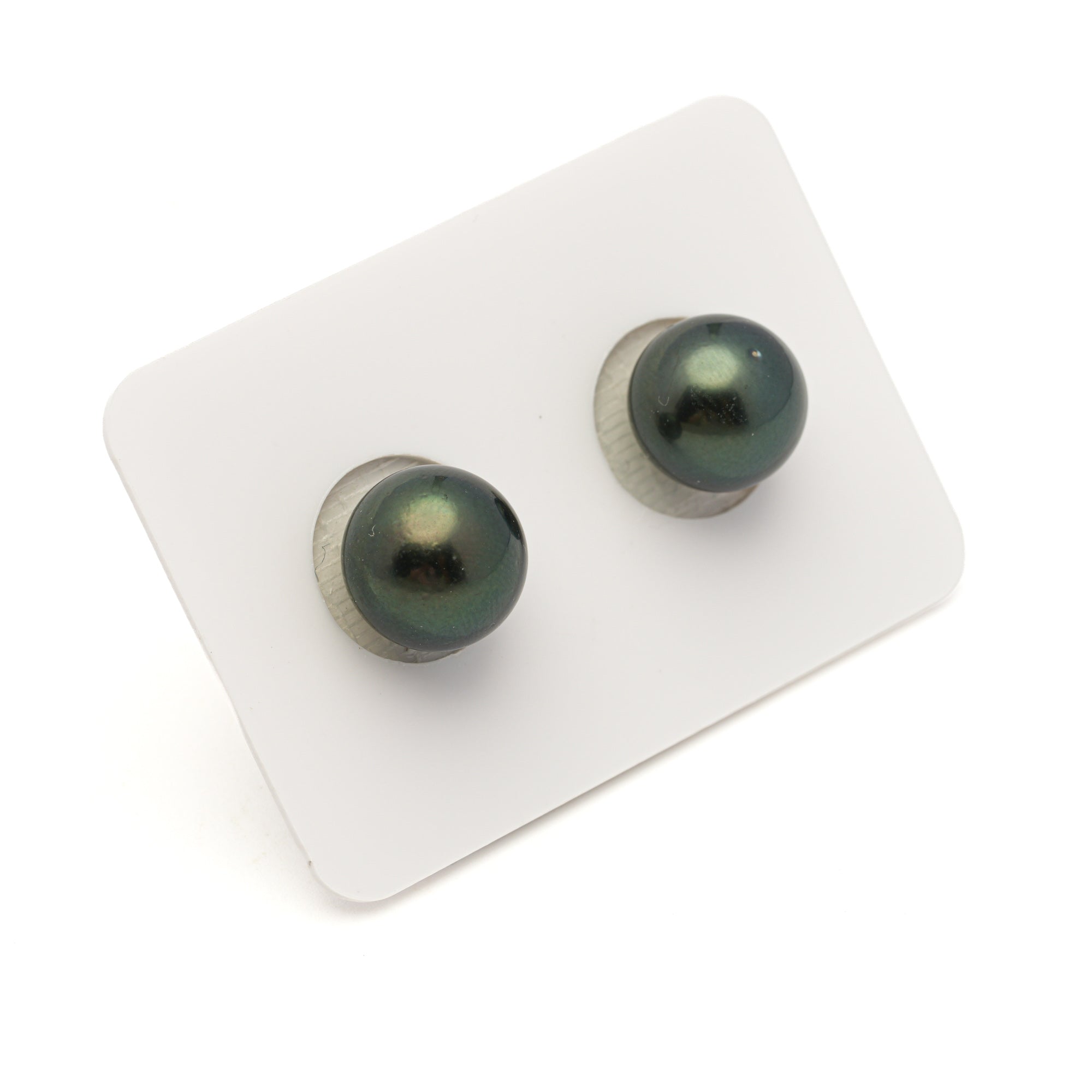 2pcs Dark Green 10.6-10.8mm - RSR AA Quality Tahitian Pearl Pair ER1958 LP3
