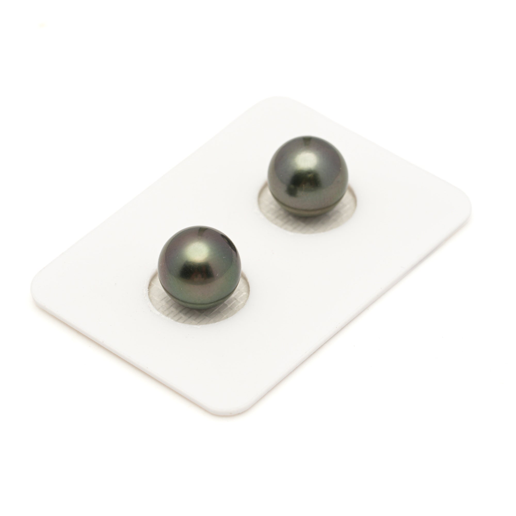 2pcs Dark Green 10.1mm - RSR AAA/AA Quality Tahitian Pearl Pair ER1964 LP3