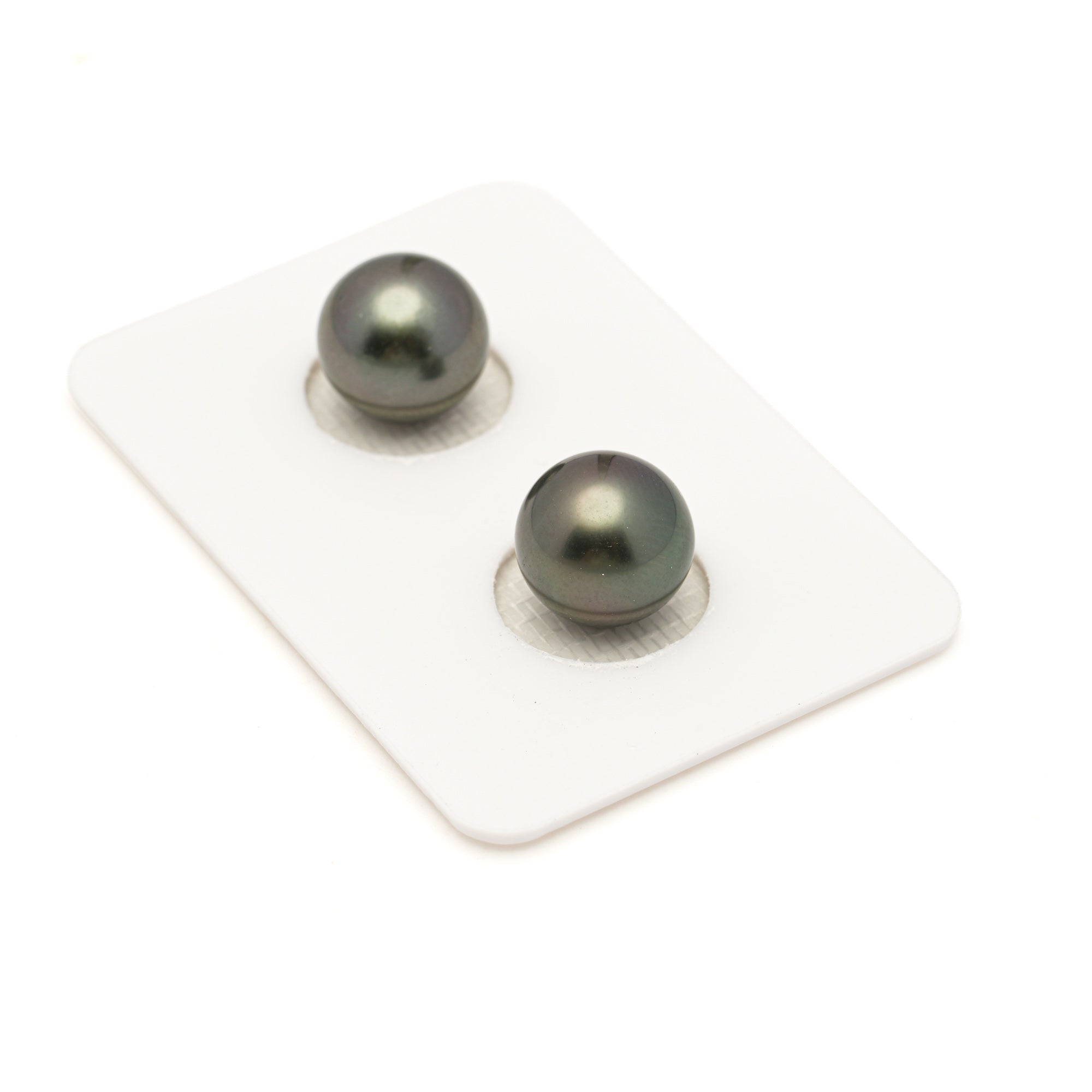 2pcs Dark Green 10.1mm - RSR AAA/AA Quality Tahitian Pearl Pair ER1964 LP3