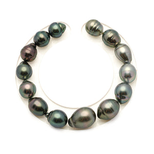 14pcs "Top Luster" Peacock Green 9-11mm - SB TOP Quality Tahitian Pearl Bracelet BR2480 LP2