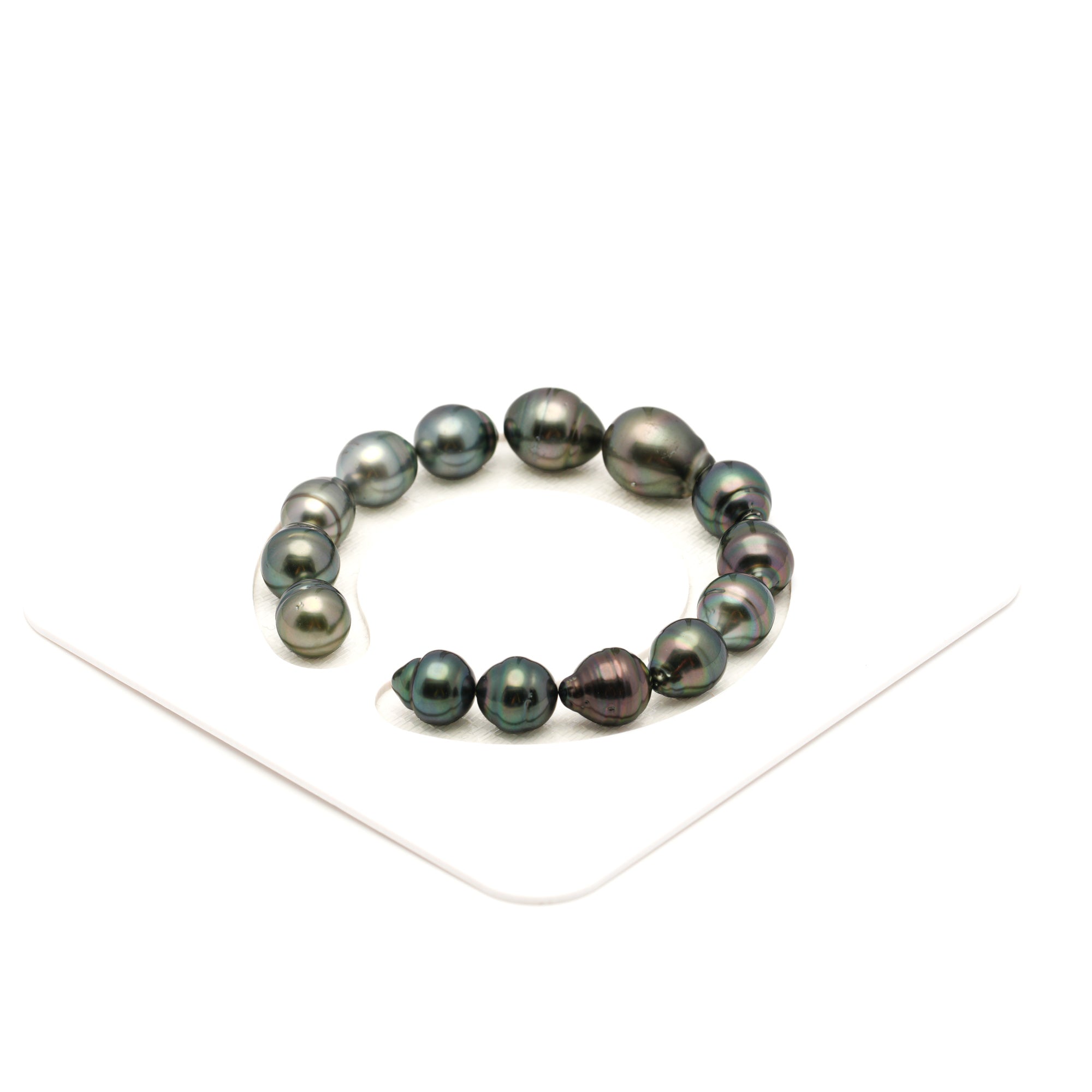 14pcs "Top Luster" Peacock Green 9-11mm - SB TOP Quality Tahitian Pearl Bracelet BR2480 LP2