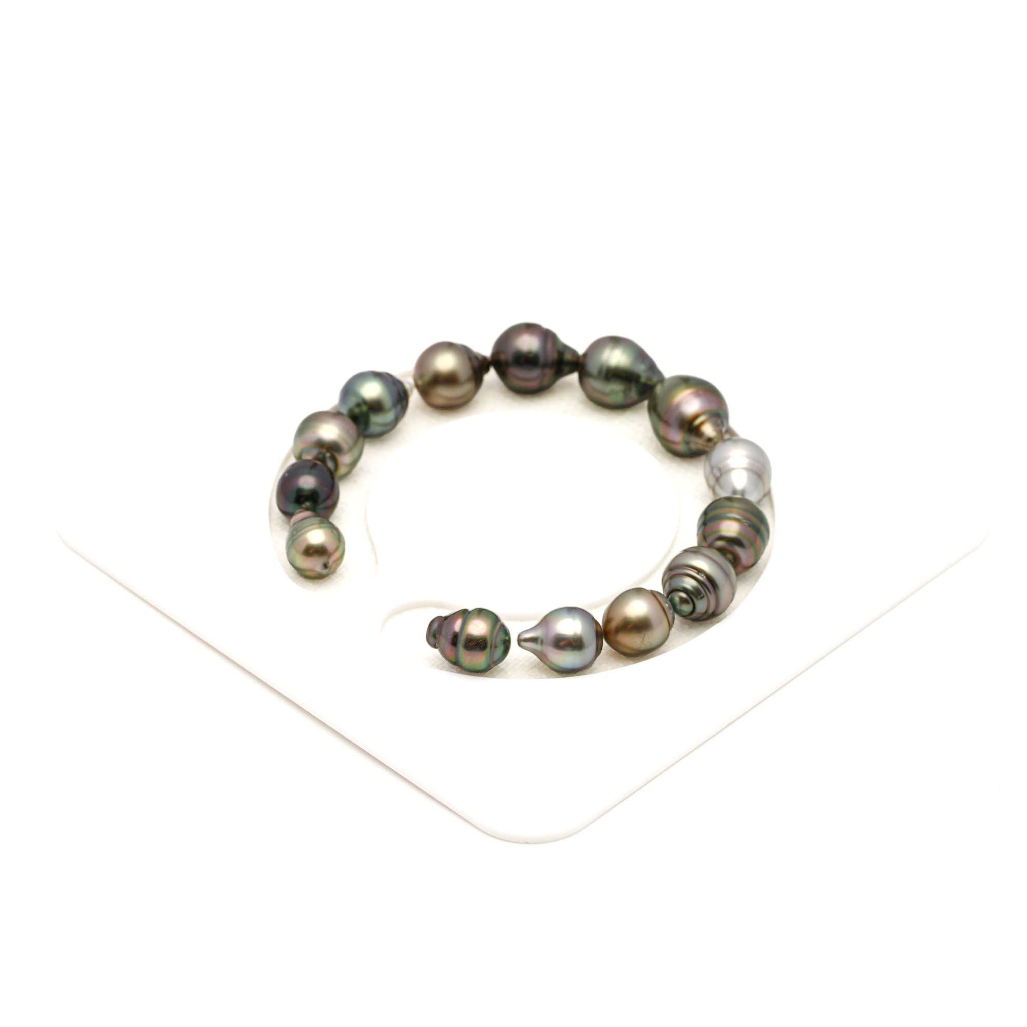 14pcs "High Luster" Multicolor 8-11mm - SB AAA/AA Quality Tahitian Pearl Bracelet BR2123 THMIX1
