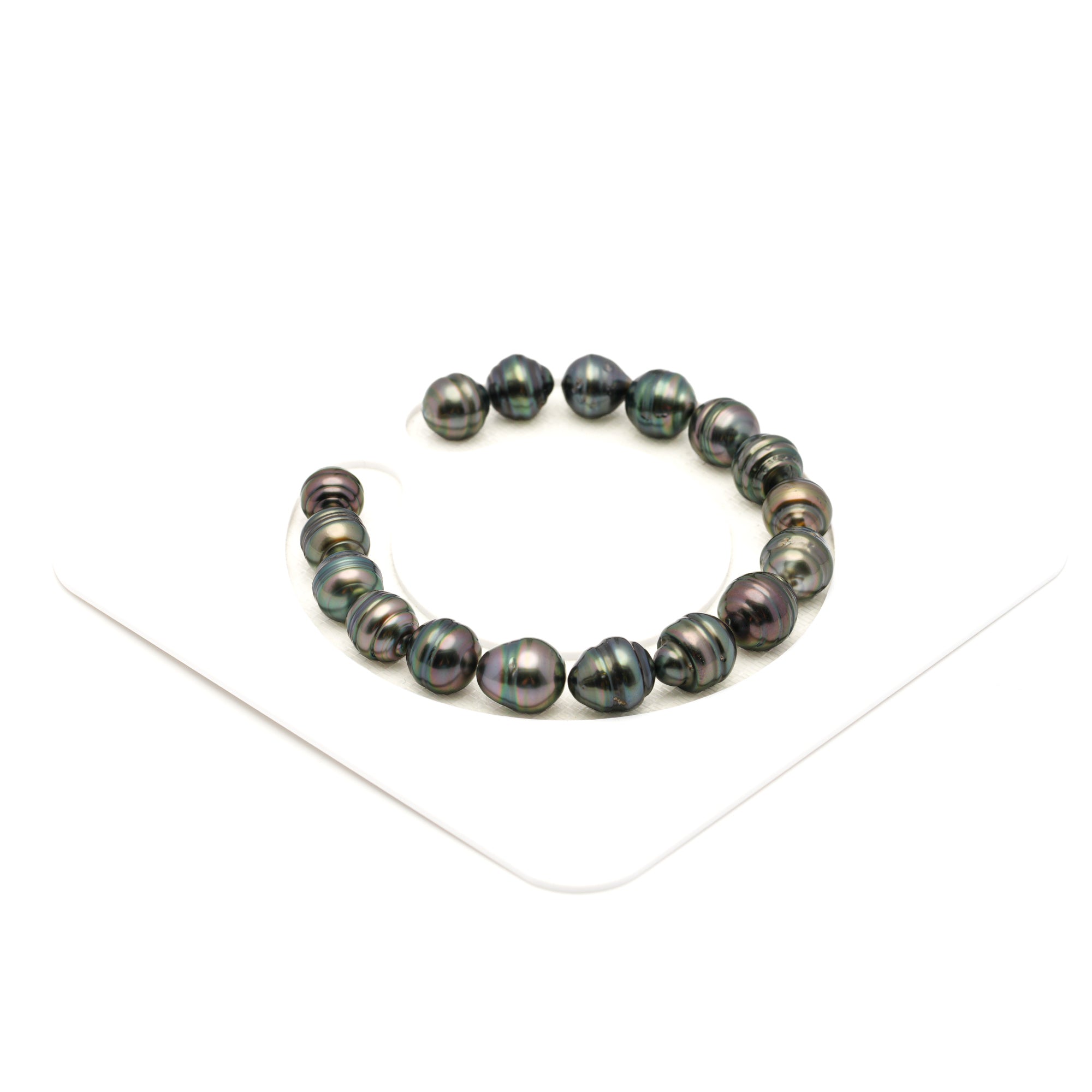 17pcs "Mid Luster" Green Mix 8-10mm - CL AAA Quality Tahitian Pearl Bracelet BR2516 LP3