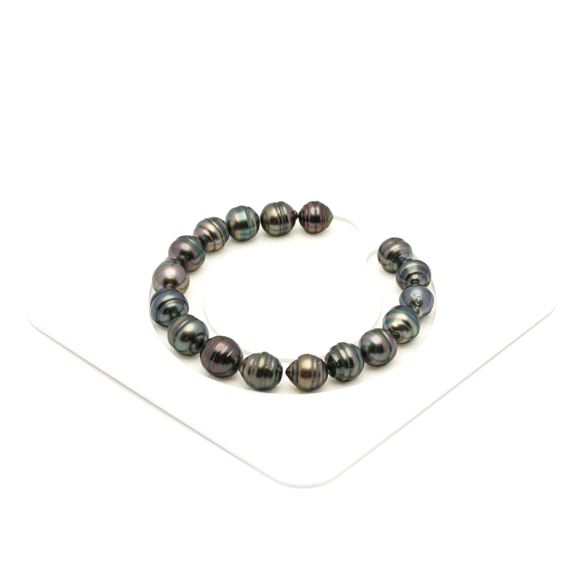 17pcs "Mid Luster" Green Mix 8-10mm - CL AAA Quality Tahitian Pearl Bracelet BR2516 LP3