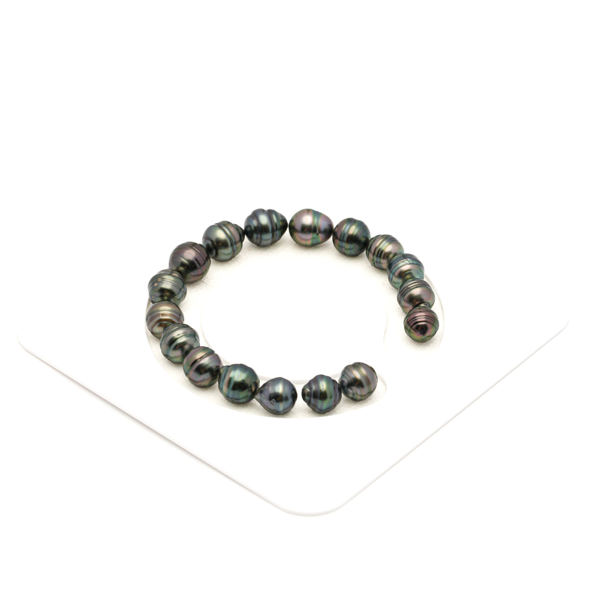 17pcs "Mid Luster" Green Mix 8-10mm - CL AAA Quality Tahitian Pearl Bracelet BR2516 LP3