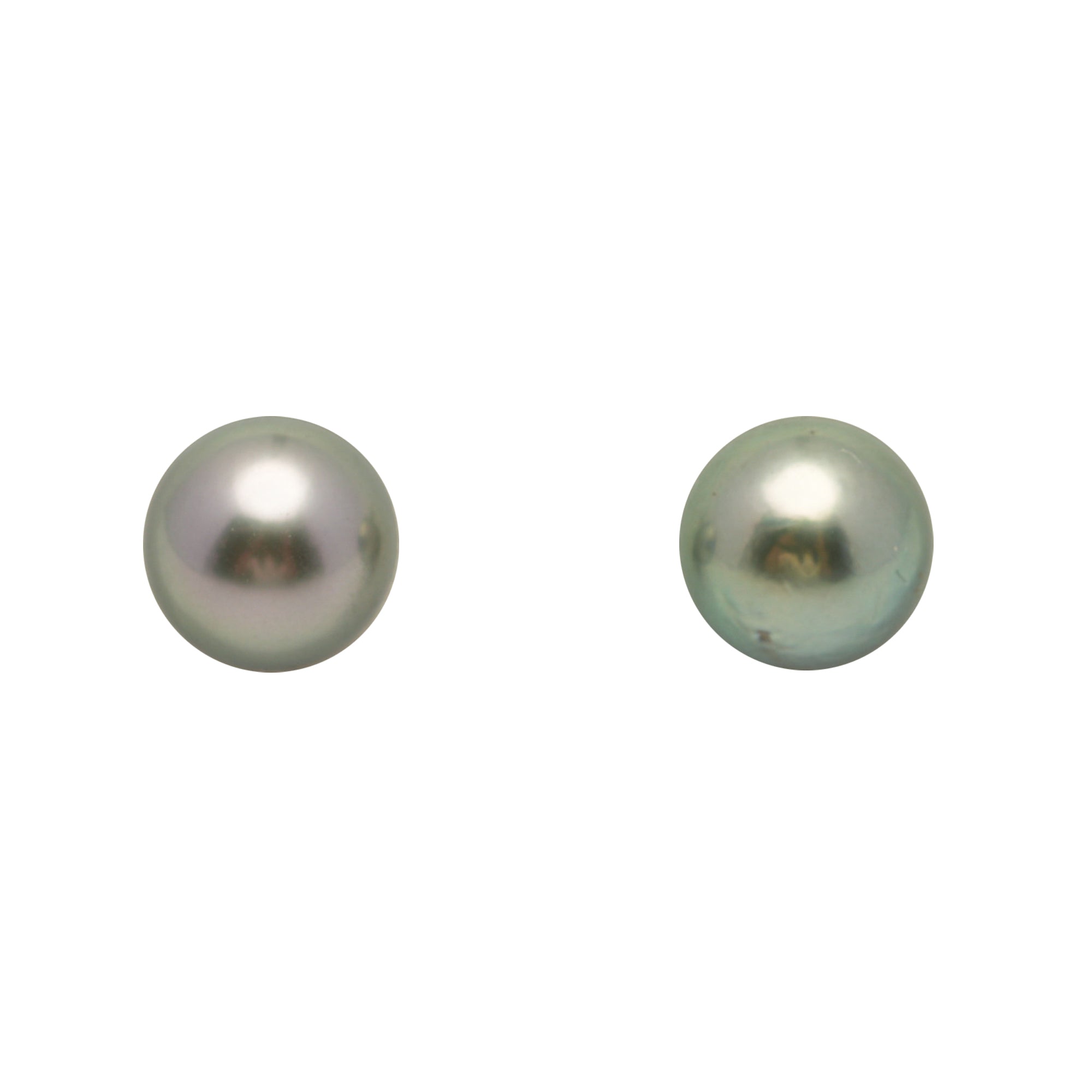 2pcs "High Luster" Light Green 9.6-9.7mm - NR AAA/AA Quality Tahitian Pearl Pair ER1975 LP3