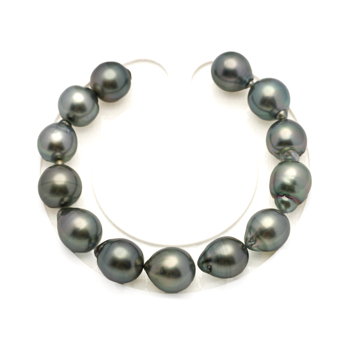 13pcs Blue Green 11-12mm - SB AAA Quality Tahitian Pearl Bracelet BR2566 LP5