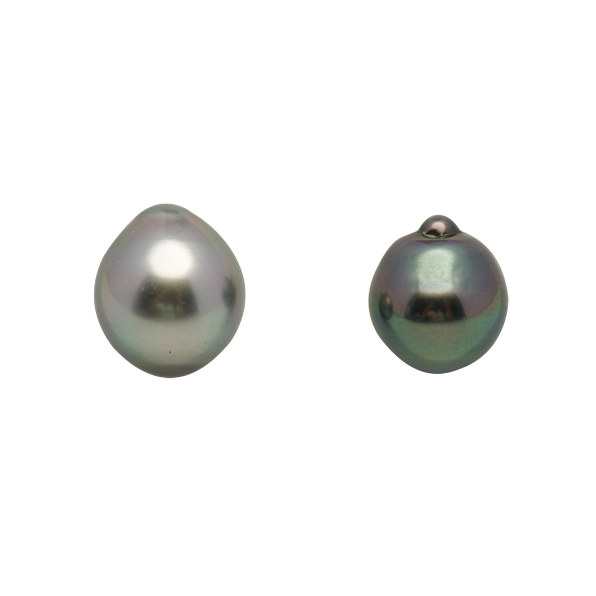 2pcs Green Cherry 9.7-10.5mm - SB AAA Quality Tahitian Pearl Pair ER1997 LP5