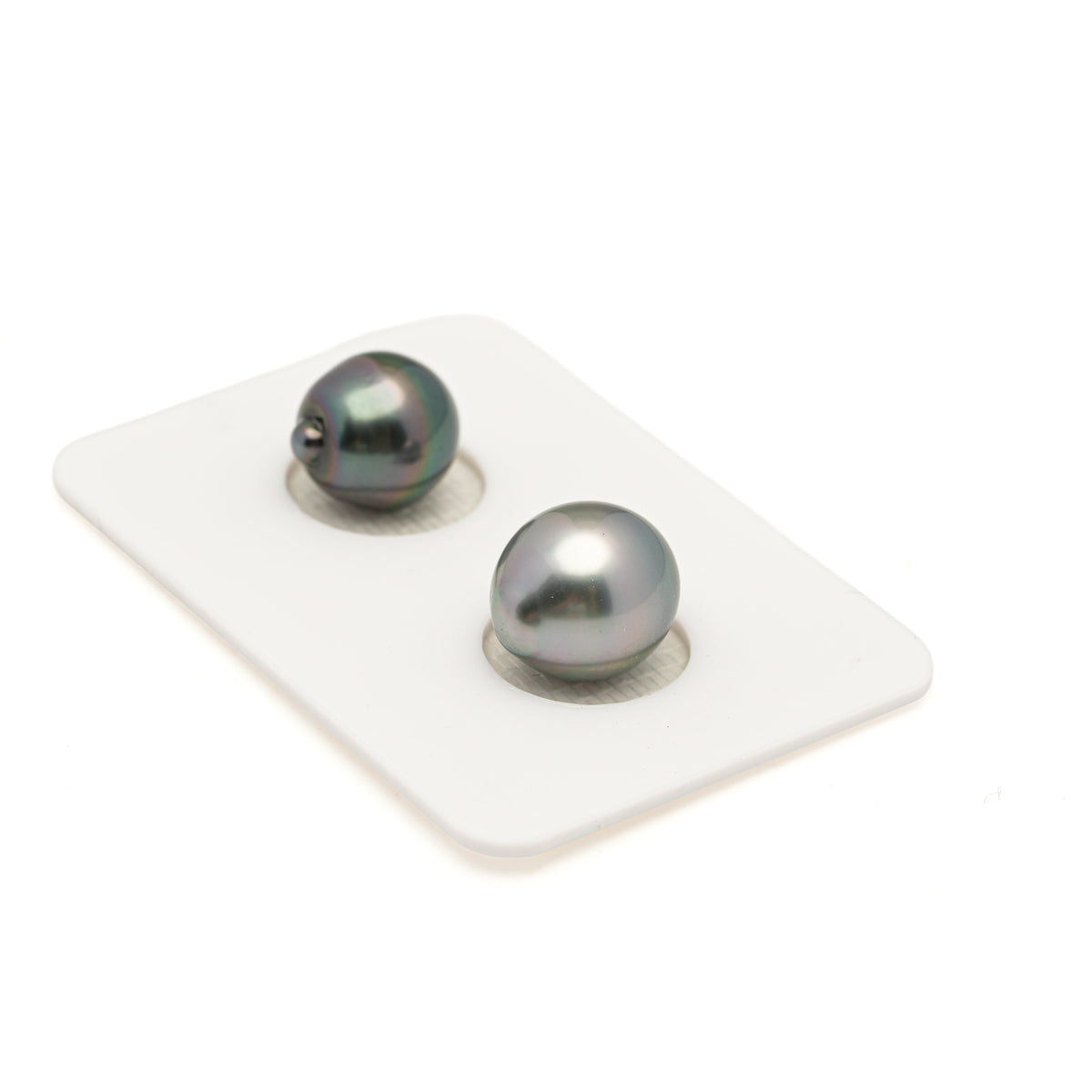 2pcs Green Cherry 9.7-10.5mm - SB AAA Quality Tahitian Pearl Pair ER1997 LP5