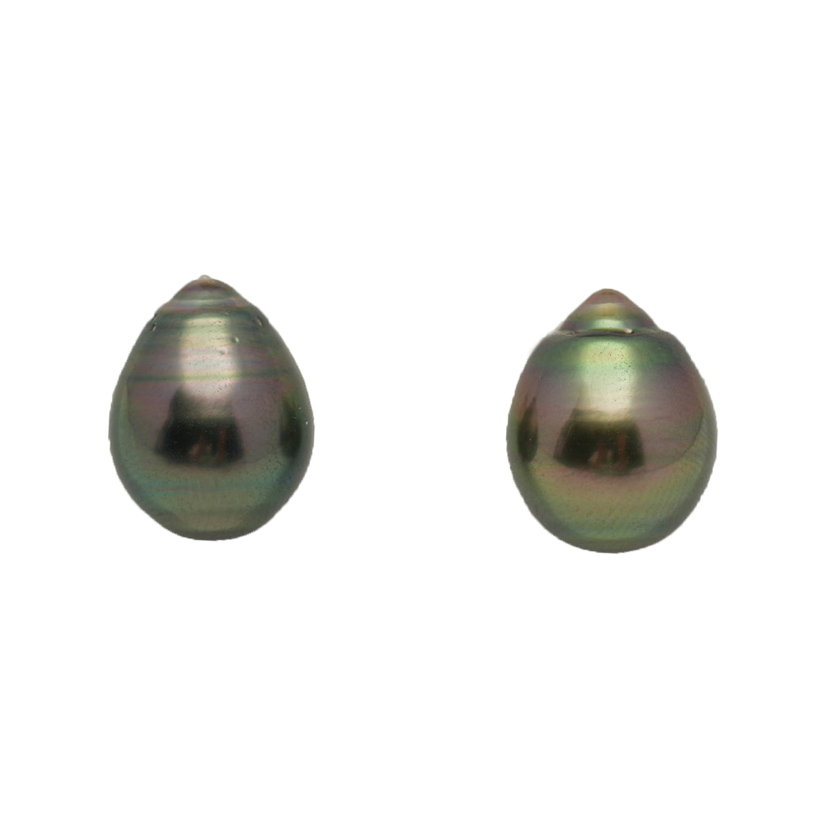 2pcs Green Cherry 10.6-10.9mm - SB AAA Quality Tahitian Pearl Pair ER1998 LP5