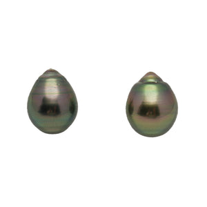 2pcs Green Cherry 10.6-10.9mm - SB AAA Quality Tahitian Pearl Pair ER1998 LP5