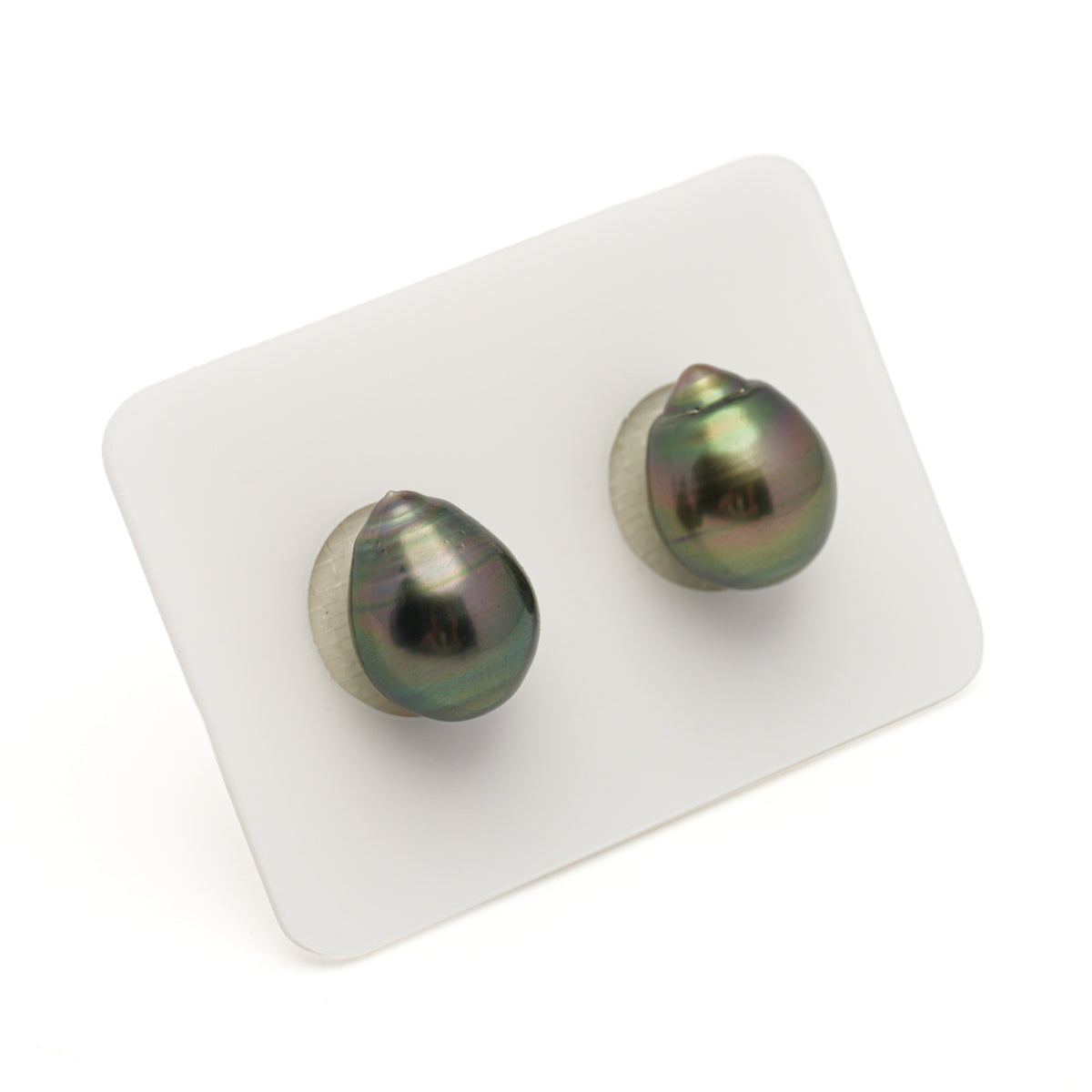 2pcs Green Cherry 10.6-10.9mm - SB AAA Quality Tahitian Pearl Pair ER1998 LP5