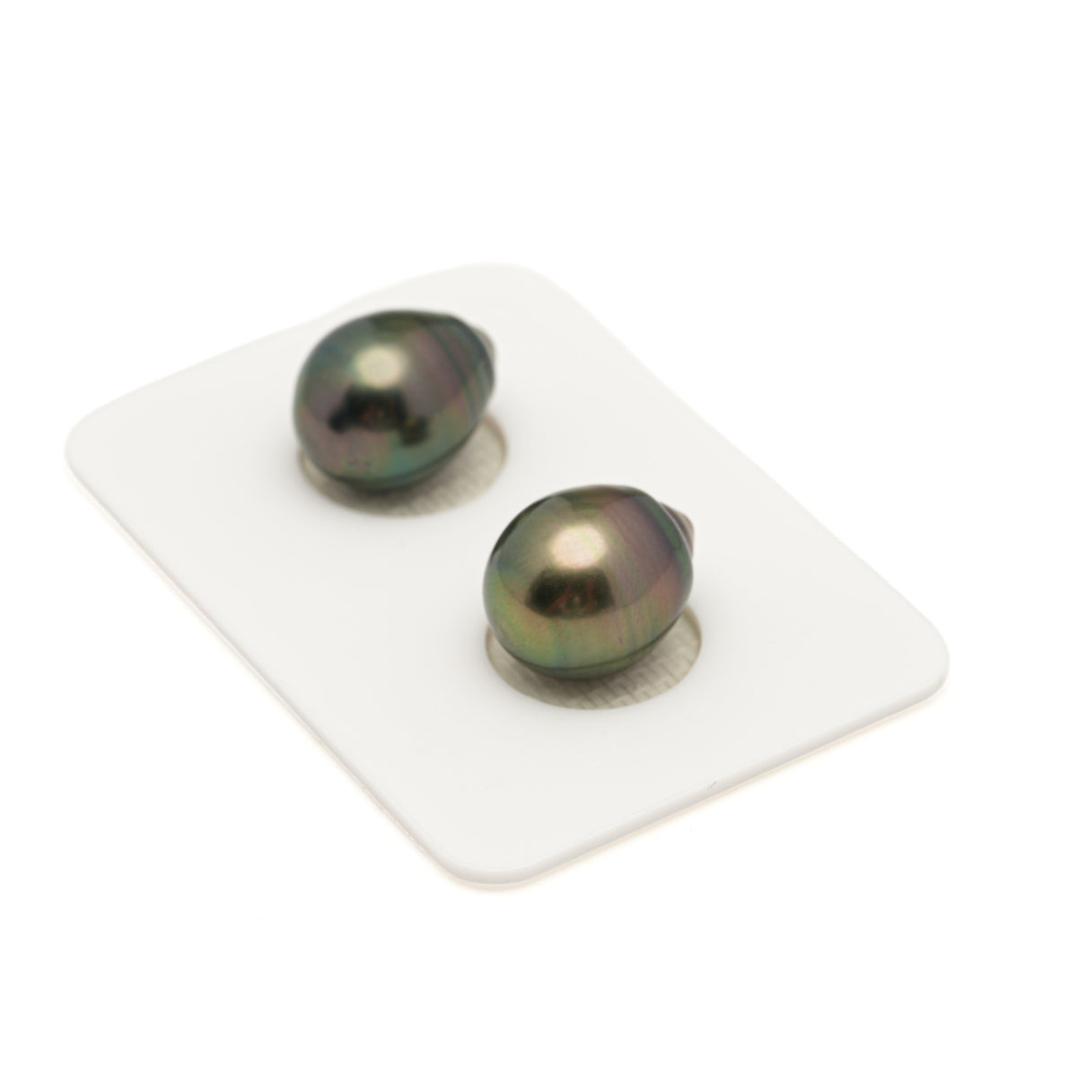 2pcs Green Cherry 10.6-10.9mm - SB AAA Quality Tahitian Pearl Pair ER1998 LP5