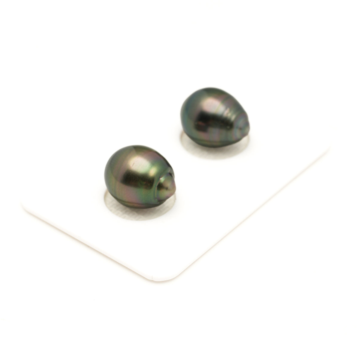 2pcs Green Cherry 10.6-10.9mm - SB AAA Quality Tahitian Pearl Pair ER1998 LP5