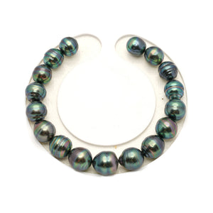 17pcs "High Luster" Blue Green 8-10mm - CL/SB AAA/AA Quality Tahitian Pearl Bracelet BR2546 LP5