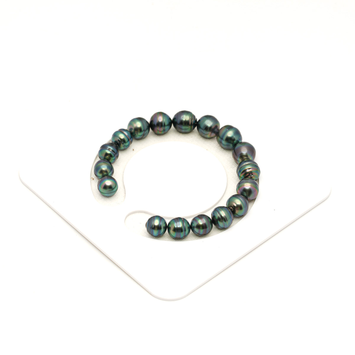 17pcs "High Luster" Blue Green 8-10mm - CL/SB AAA/AA Quality Tahitian Pearl Bracelet BR2546 LP5