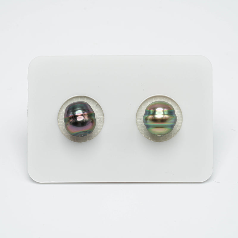 2pcs Peacock Mix 8.3-8.9mm - CL AAA/AA Quality Tahitian Pearl Pair ER1133