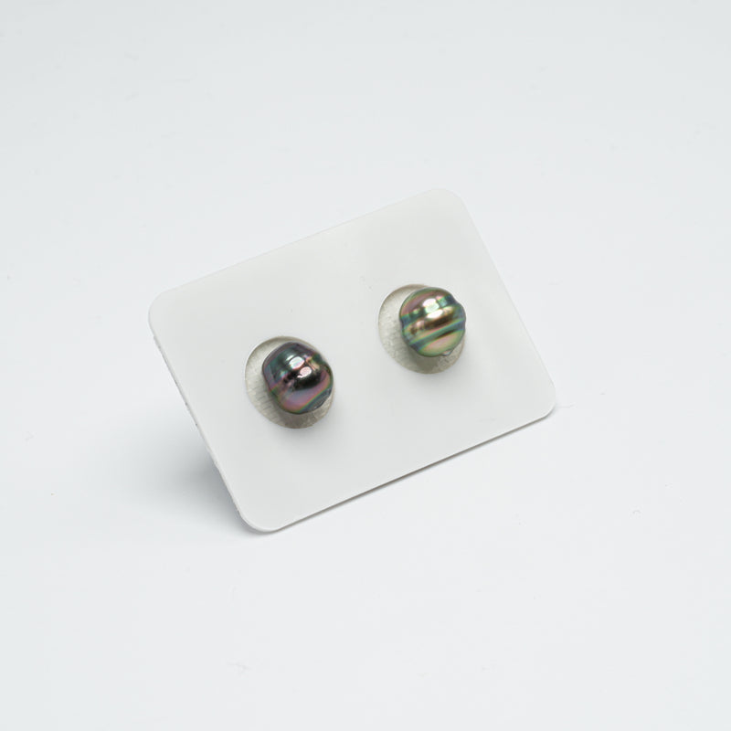 2pcs Peacock Mix 8.3-8.9mm - CL AAA/AA Quality Tahitian Pearl Pair ER1133