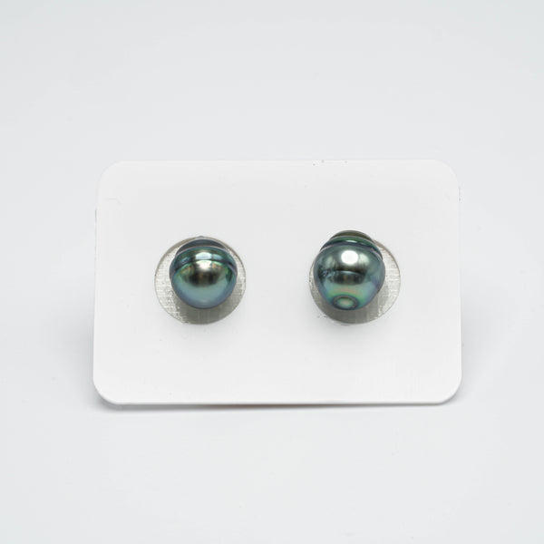 2pcs Light Green 9-9.6mm - CL AAA Quality Tahitian Pearl Pair ER1161