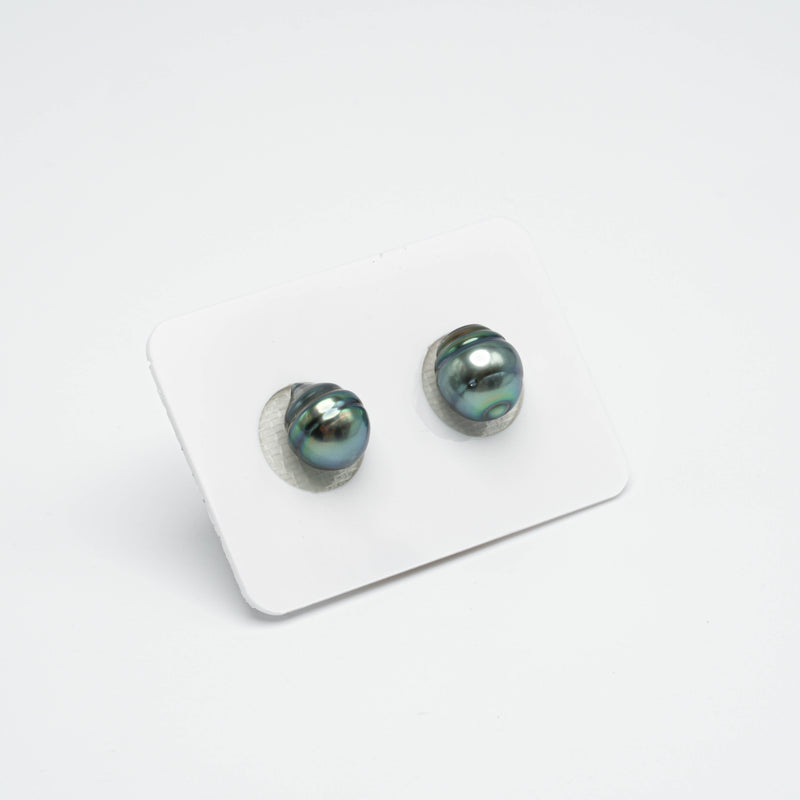 2pcs Light Green 9-9.6mm - CL AAA Quality Tahitian Pearl Pair ER1161
