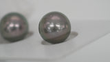 2pcs "High Luster" Peacock 10.2-10.3mm - RSR AAA/AA Quality Tahitian Pearl Pair ER1421 OR6