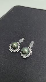Green Matched Earrings - R/SR 11.5mm AAA/AA quality Tahitian Pearl