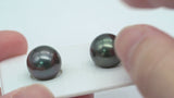 Dark Matched Pair - Round 11mm AAA quality Tahitian Pearl ER487