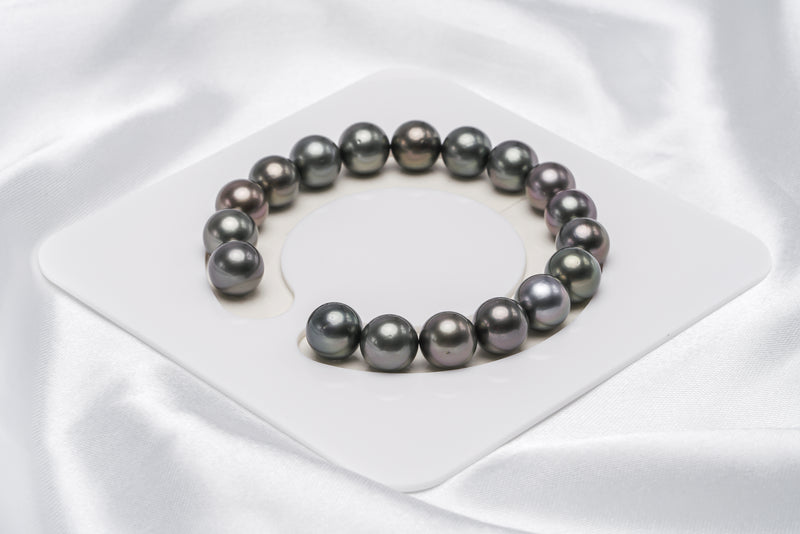 18pcs "Trop" Dark Bracelet - Round/Semi-Round 9-10mm AAA/AA Quality Tahitian Pearl - Loose Pearl jewelry wholesale