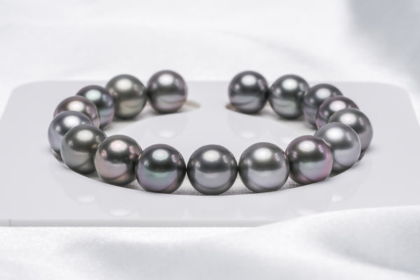 17pcs "Darkling" Dark Mix Bracelet - Round/Semi-Round 10mm ___ quality Tahitian Pearl - Loose Pearl jewelry wholesale