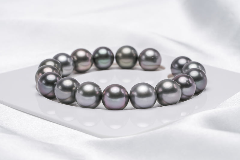 17pcs "Darkling" Dark Mix Bracelet - Round/Semi-Round 10mm ___ quality Tahitian Pearl - Loose Pearl jewelry wholesale