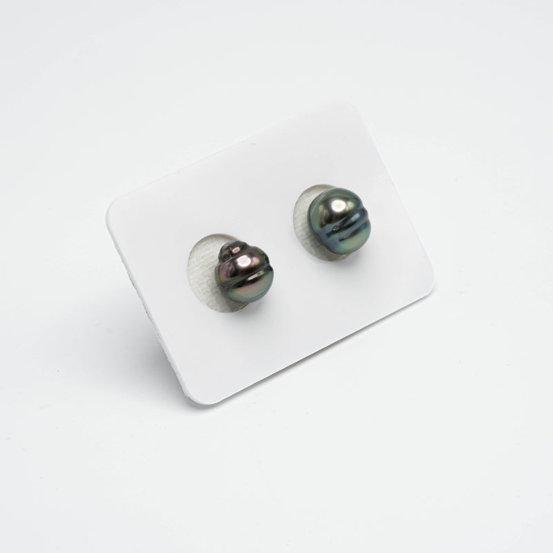 2pcs Green 8.6-9.1mm - CL AAA Quality Tahitian Pearl Pair ER1158