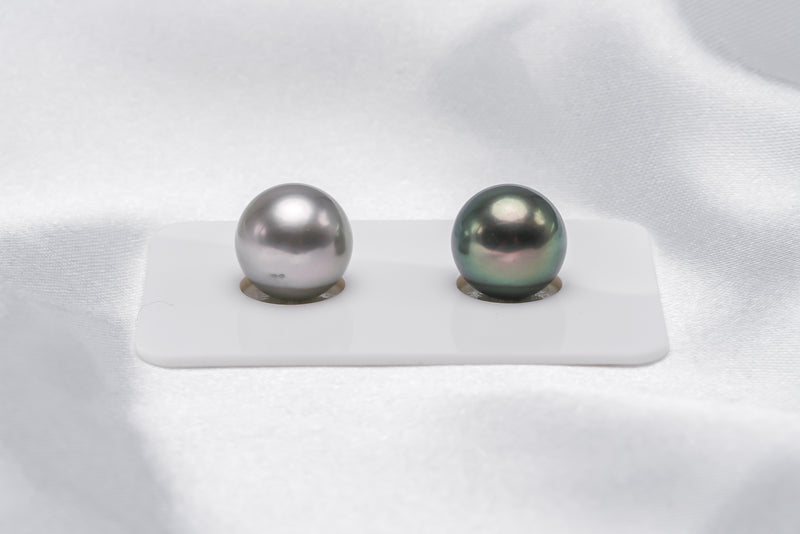 Mismatched Pair - Round 11mm TOP/AAA quality Tahitian Pearl - Loose Pearl jewelry wholesale