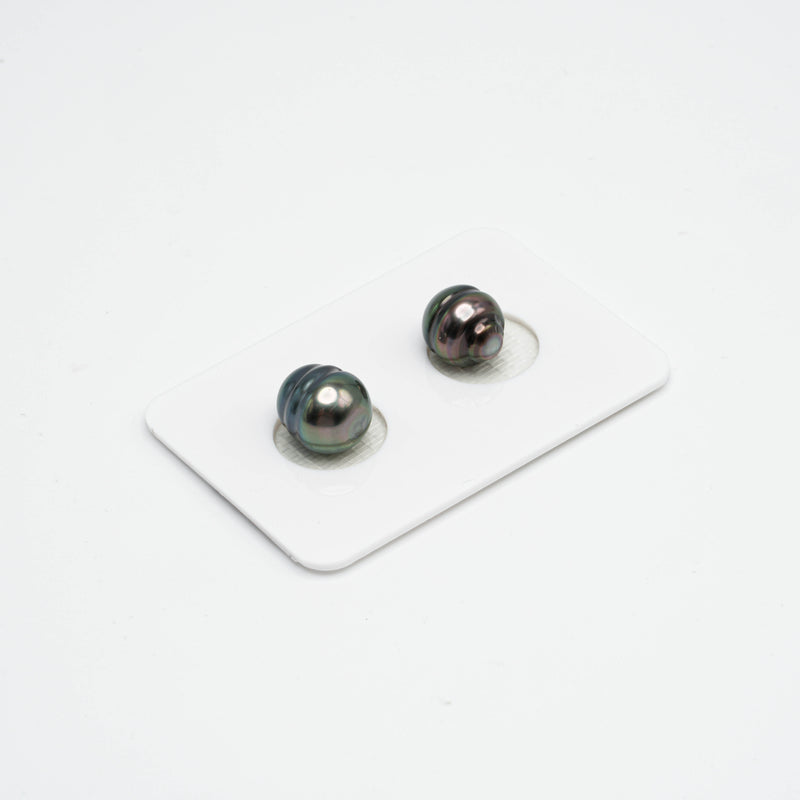2pcs Green 8.6-9.1mm - CL AAA Quality Tahitian Pearl Pair ER1158