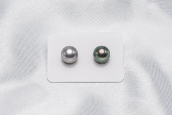 Mismatched Pair - Round 11mm TOP/AAA quality Tahitian Pearl - Loose Pearl jewelry wholesale