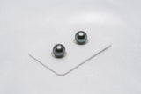 Green Blue Matched Pair - Semi-Round 8.9mm AA quality Tahitian Pearl - Loose Pearl jewelry wholesale