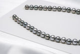 44pcs "Named" Green & Grey Necklace - Semi-Round/Near-Round 9-10mm AAA/AA quality Tahitian Pearl - Loose Pearl jewelry wholesale