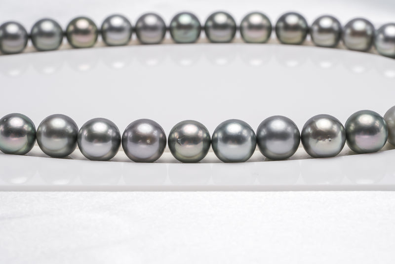 42pcs "Mousy" Grey Mix Necklace - Round/Semi-Round 10mm AAA/AA quality Tahitian Pearl - Loose Pearl jewelry wholesale
