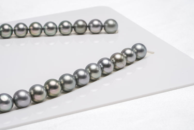 42pcs "Mousy" Grey Mix Necklace - Round/Semi-Round 10mm AAA/AA quality Tahitian Pearl - Loose Pearl jewelry wholesale