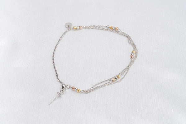 925 Silver Three tone Adjustable Bracelet Chain & Pendant - Loose Pearl jewelry wholesale