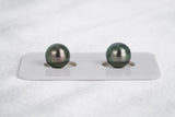 Green Matched Pair - Round 9mm AAA quality Tahitian Pearl - Loose Pearl jewelry wholesale