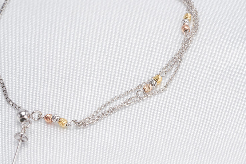 925 Silver Three tone Adjustable Bracelet Chain & Pendant - Loose Pearl jewelry wholesale